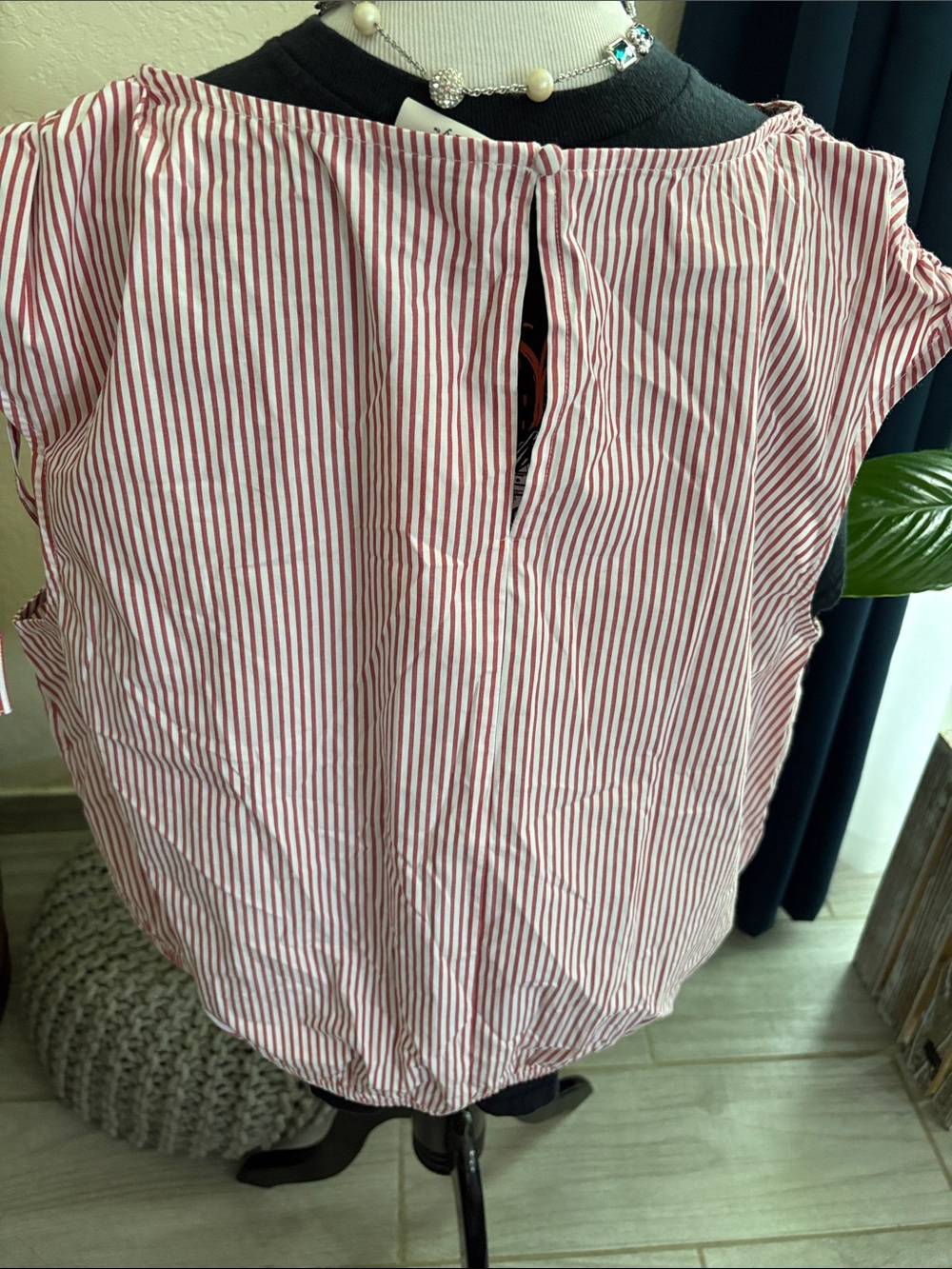 a new day Red and White Striped Sleeveless Blouse - Picture 3 of 5